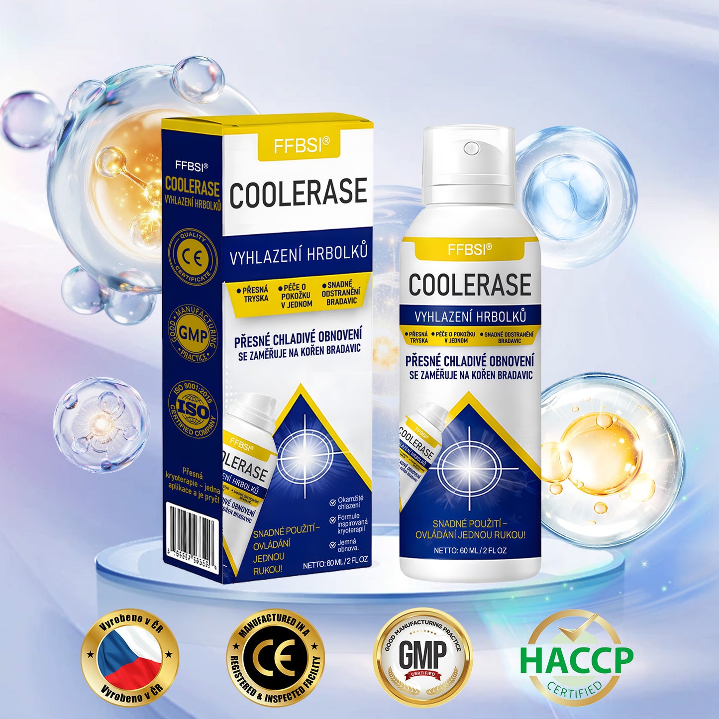 FFBSI® 💕 CoolErase Sprej pro regeneraci pokožky (Bradavice, Puchýře, Ekzém, Lupy, Kožní keratózy, Akné, Kožní výrůstky, Jizvy, Mateřská znaménka)